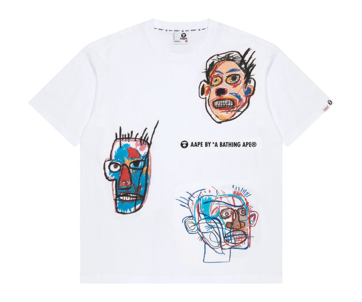 slide 1 - Aape x Jean-Michel Basquiat White Tee