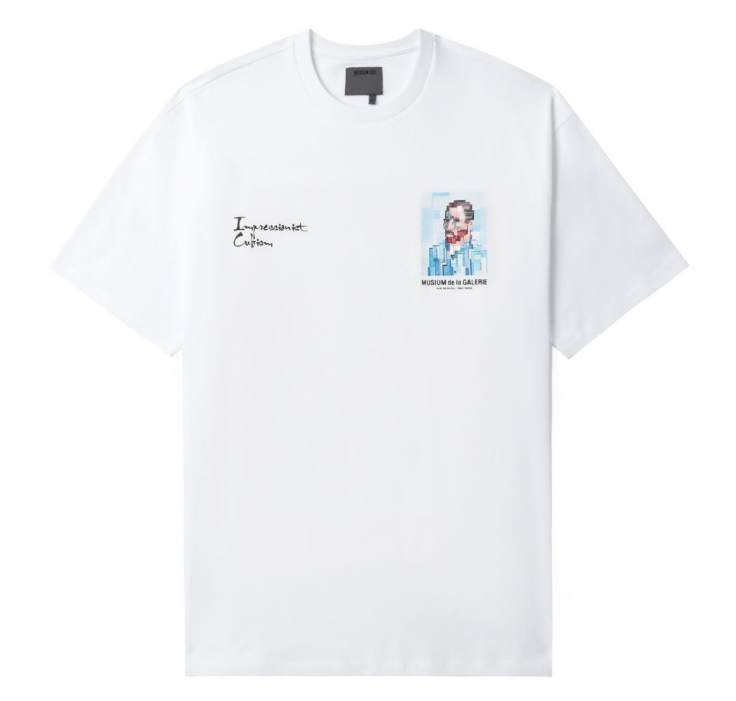 slide 2 - Impressionist Cubism White Tee
