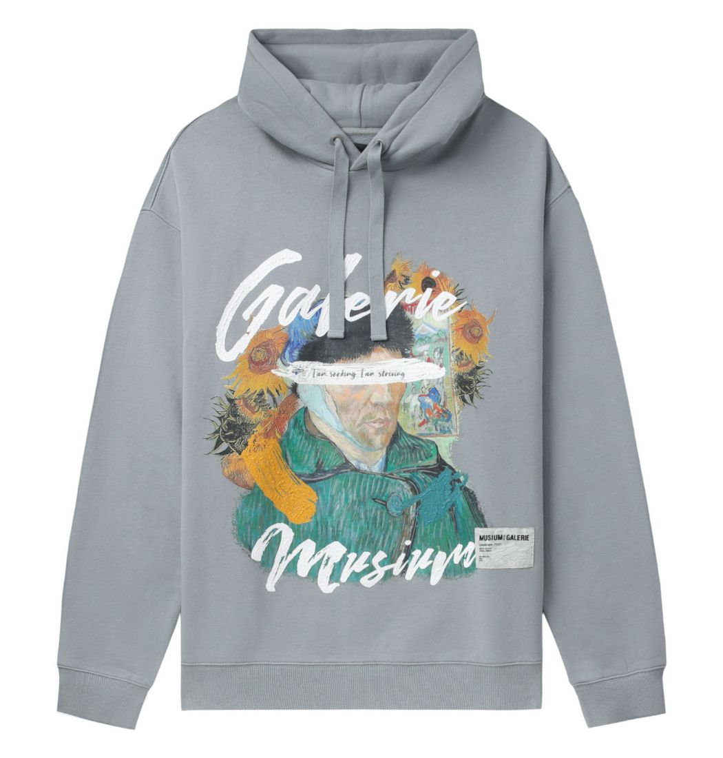 slide 1 - Printed Grey Hoodie