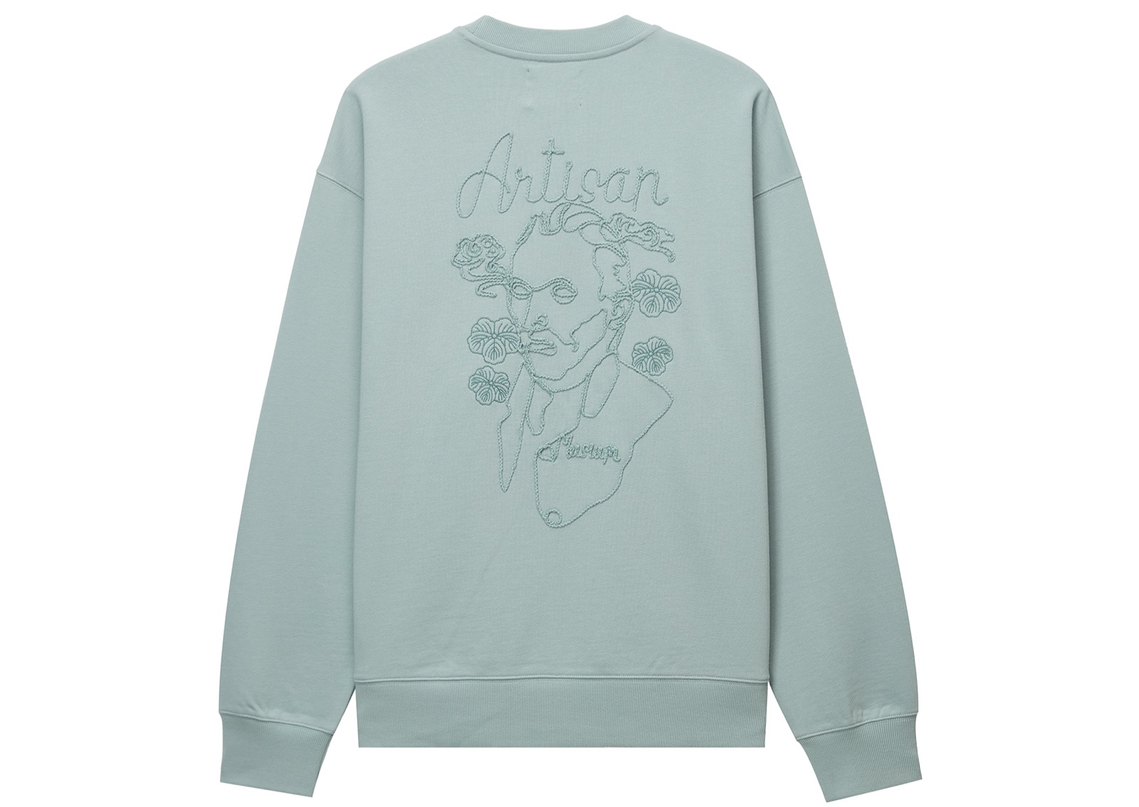 slide 1 - Tonal Embroidered Light Blue Sweatshirt