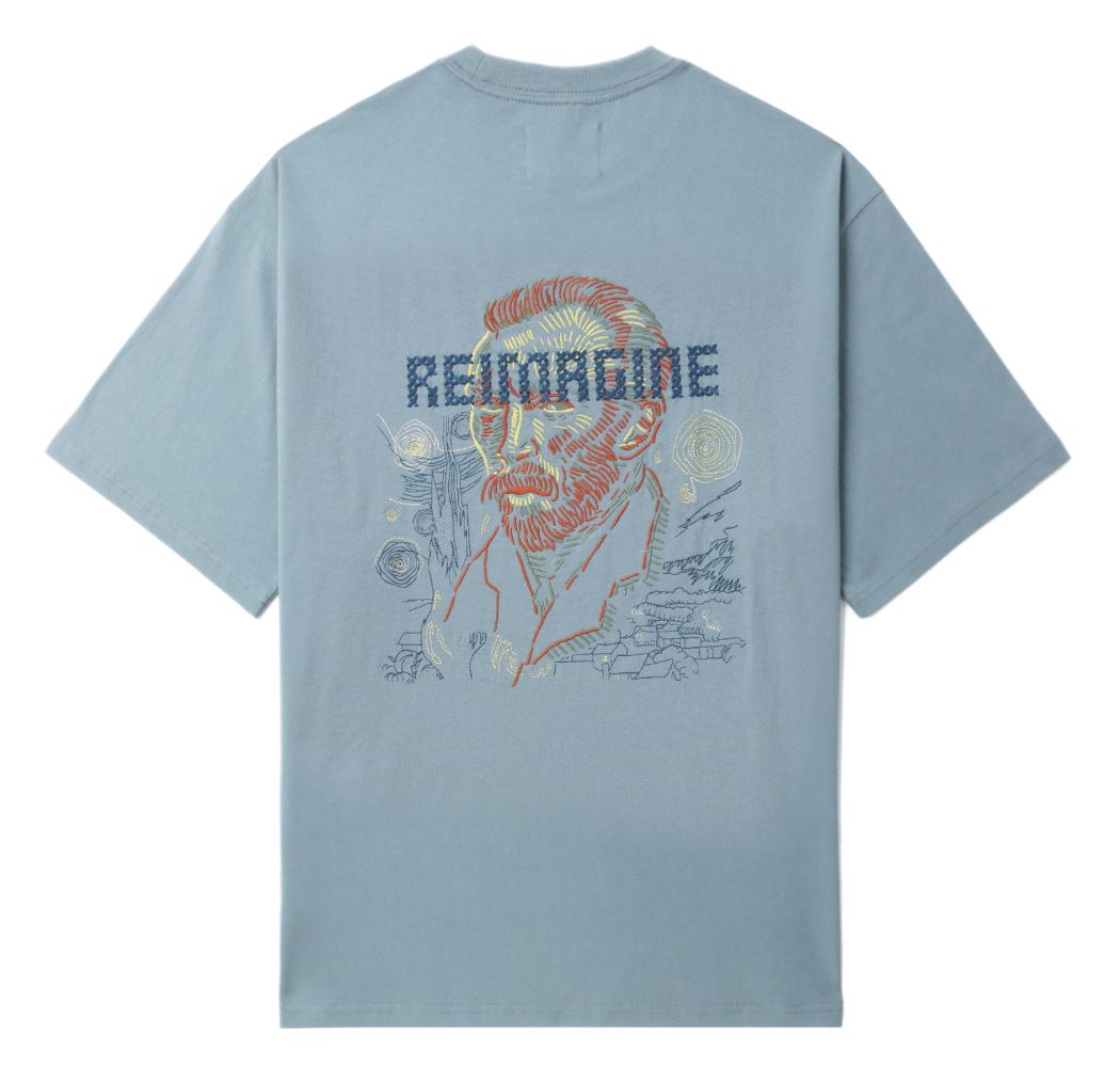 slide 1 - Van Gogh Embroidered Light Blue Tee