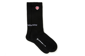 Moonface Heart Embroidered Black Socks